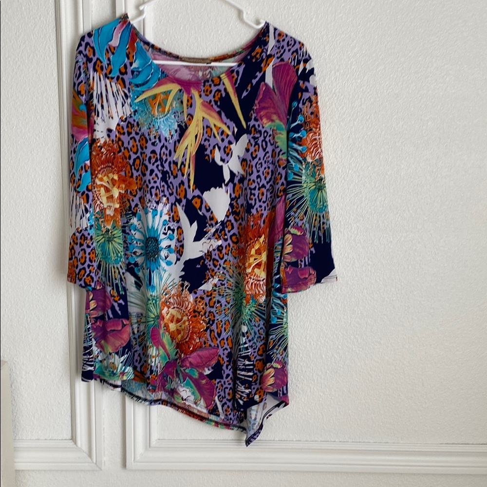 Multicolor Floral and Animal Print Women's Top